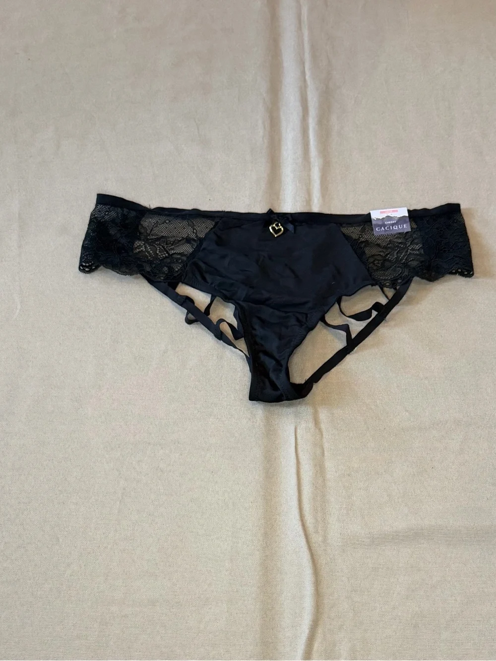 Cacique Black Lace Strappy Bikini Brief